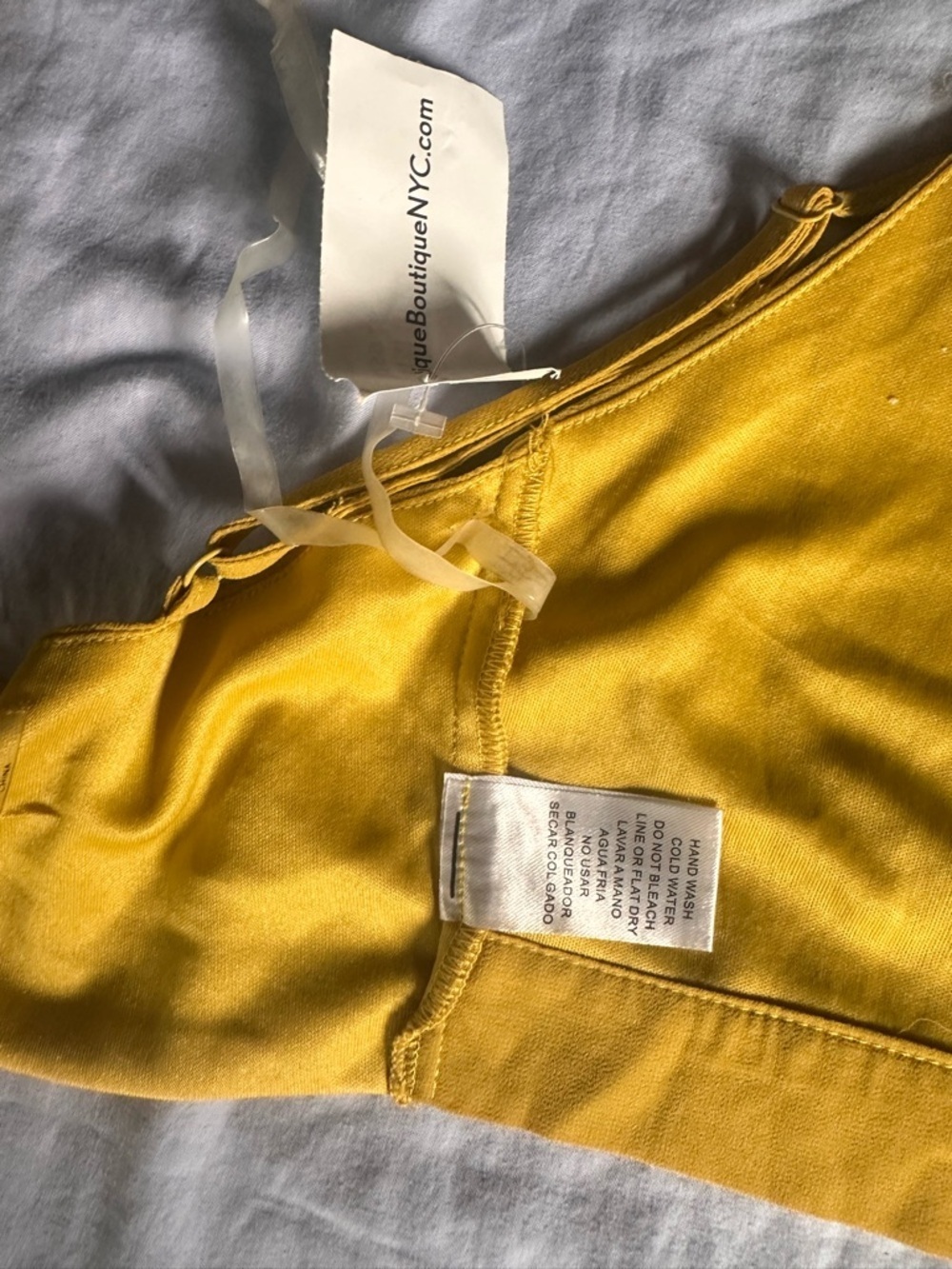 Sleek Mustard Halter Crop Top with Slim Straps - Picture 7 of 8